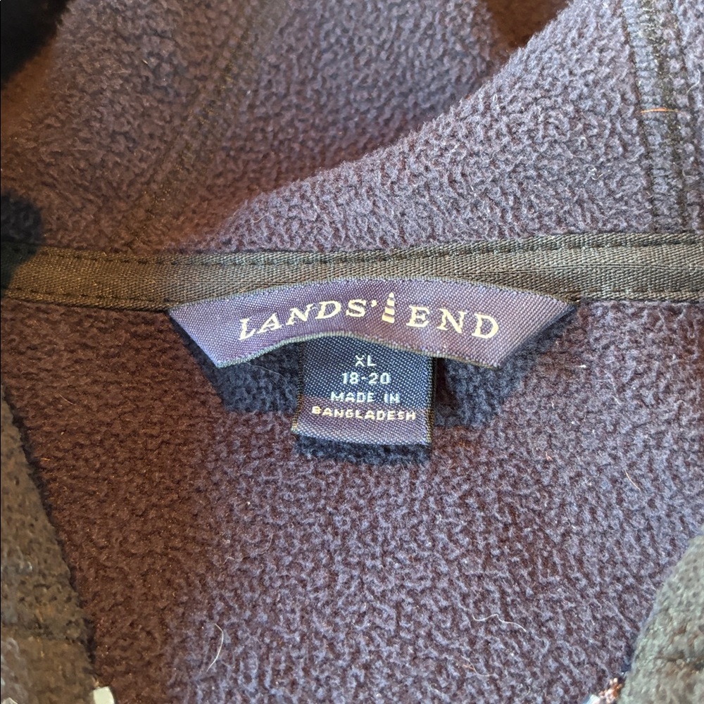 Lands’End Black Cinched Waist Zippered Hoodie Sweatshirt Jacket. Size XL - Picture 5 of 7